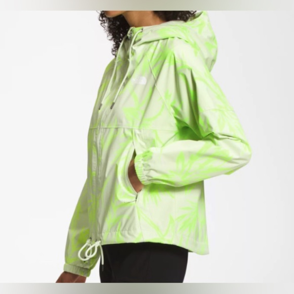 THE NORTH FACE Women's Antora Hooded Rain Jacket, Lime Cream Tropical Print NWT